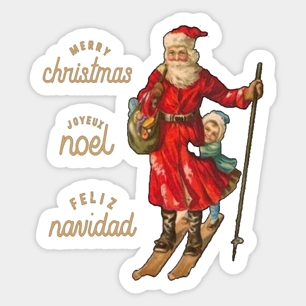 Christmas Noel and Navidad retro Sticker by Finn Art by MB